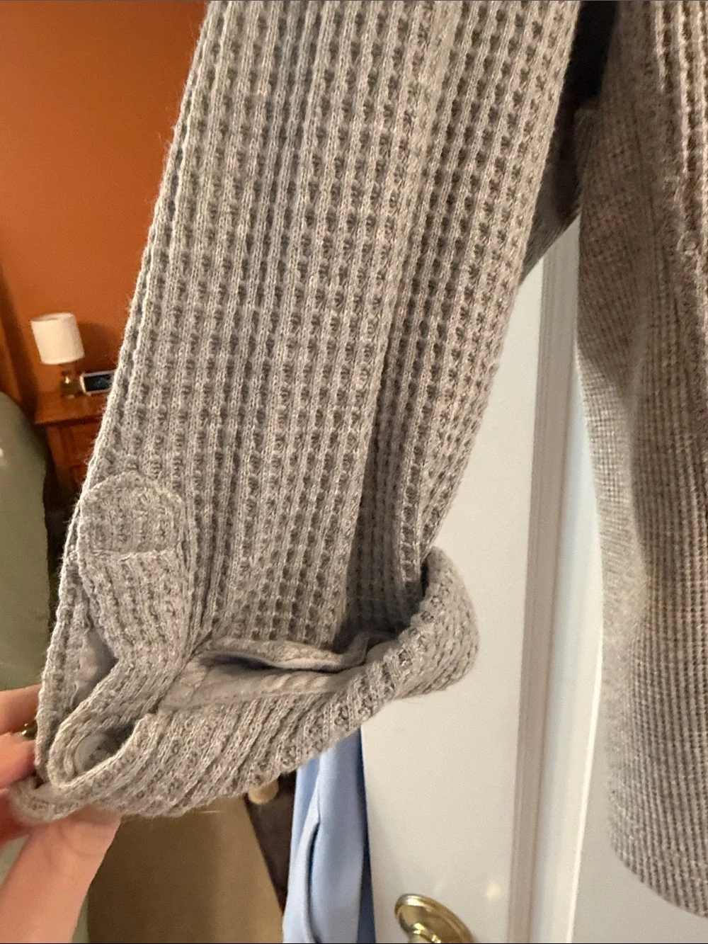 aerie Waffle-Knit Shacket in gray
